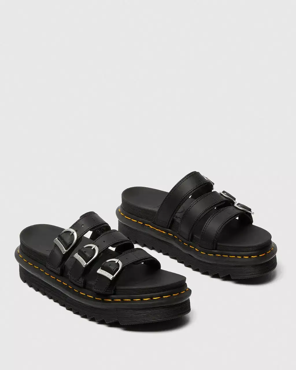 Doc Martens Women's BLAIRE LEATHER SLIDE SANDALS (Black Hydro)