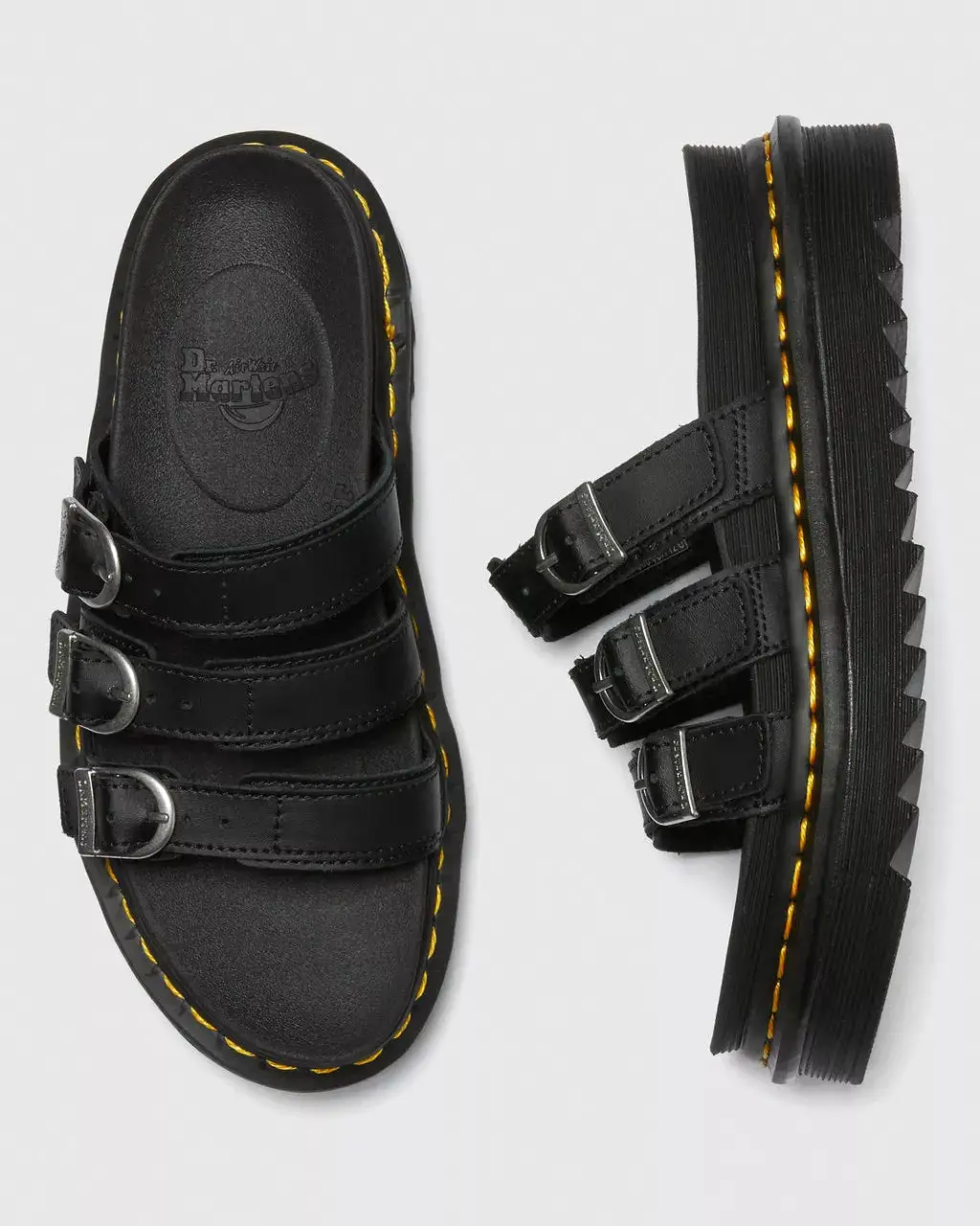 Doc Martens Women's BLAIRE LEATHER SLIDE SANDALS (Black Hydro)