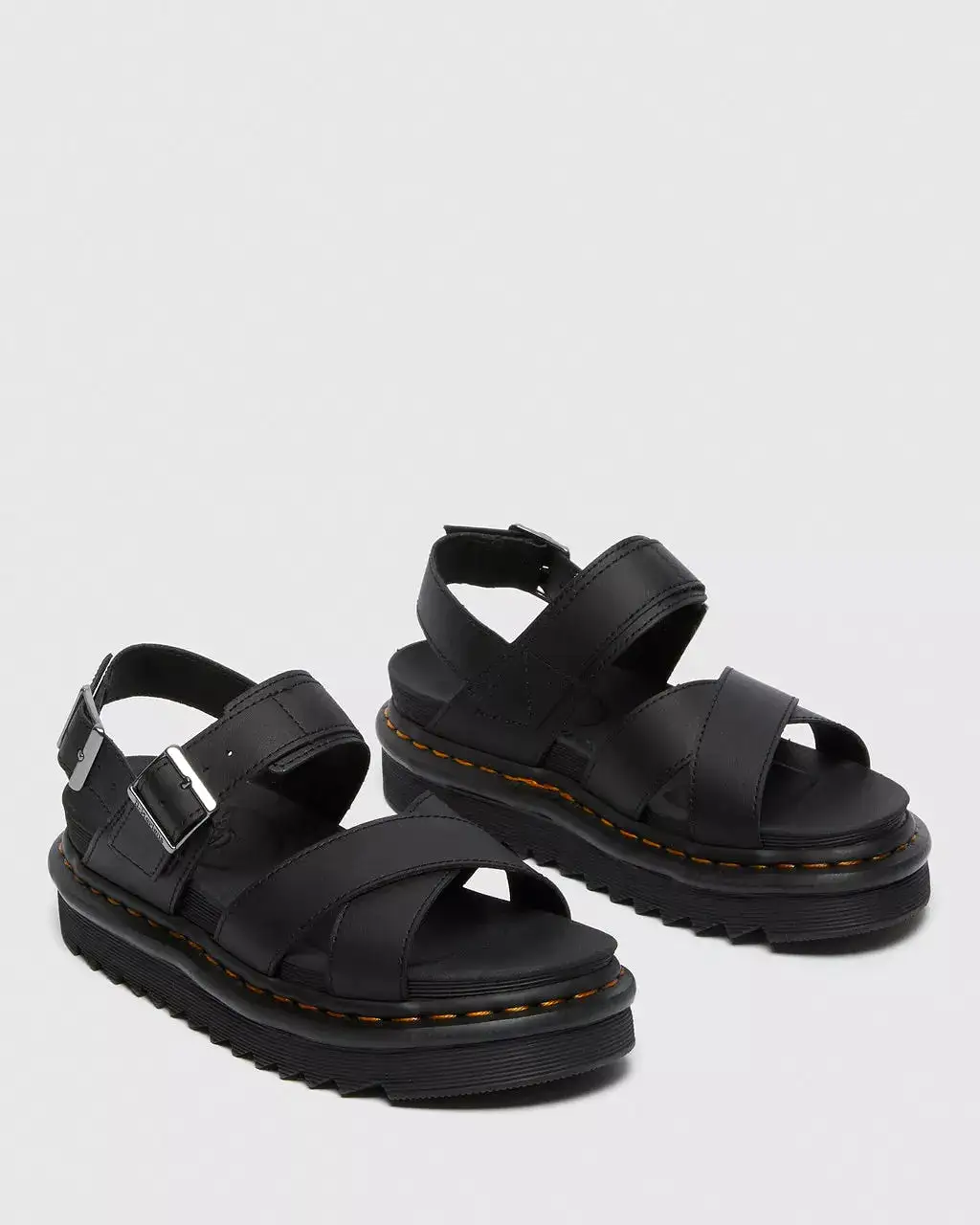 Doc Martens WOMEN'S  VOSS II LEATHER STRAP SANDALS (Black Hydro)