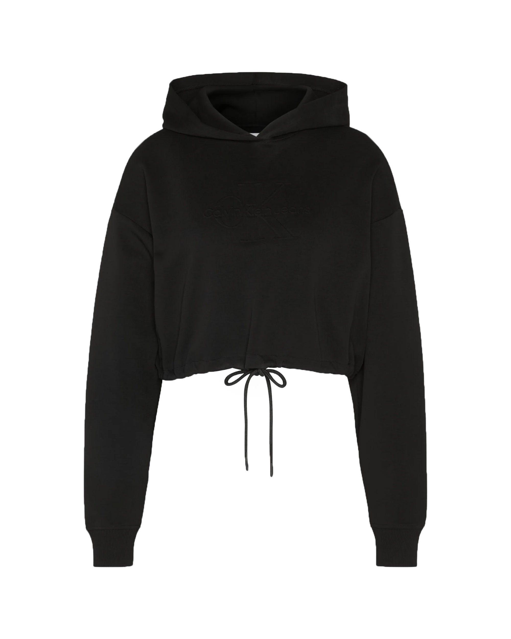 Felpa Donna Calvin Klein Embossed Monologo Hoodie Nero