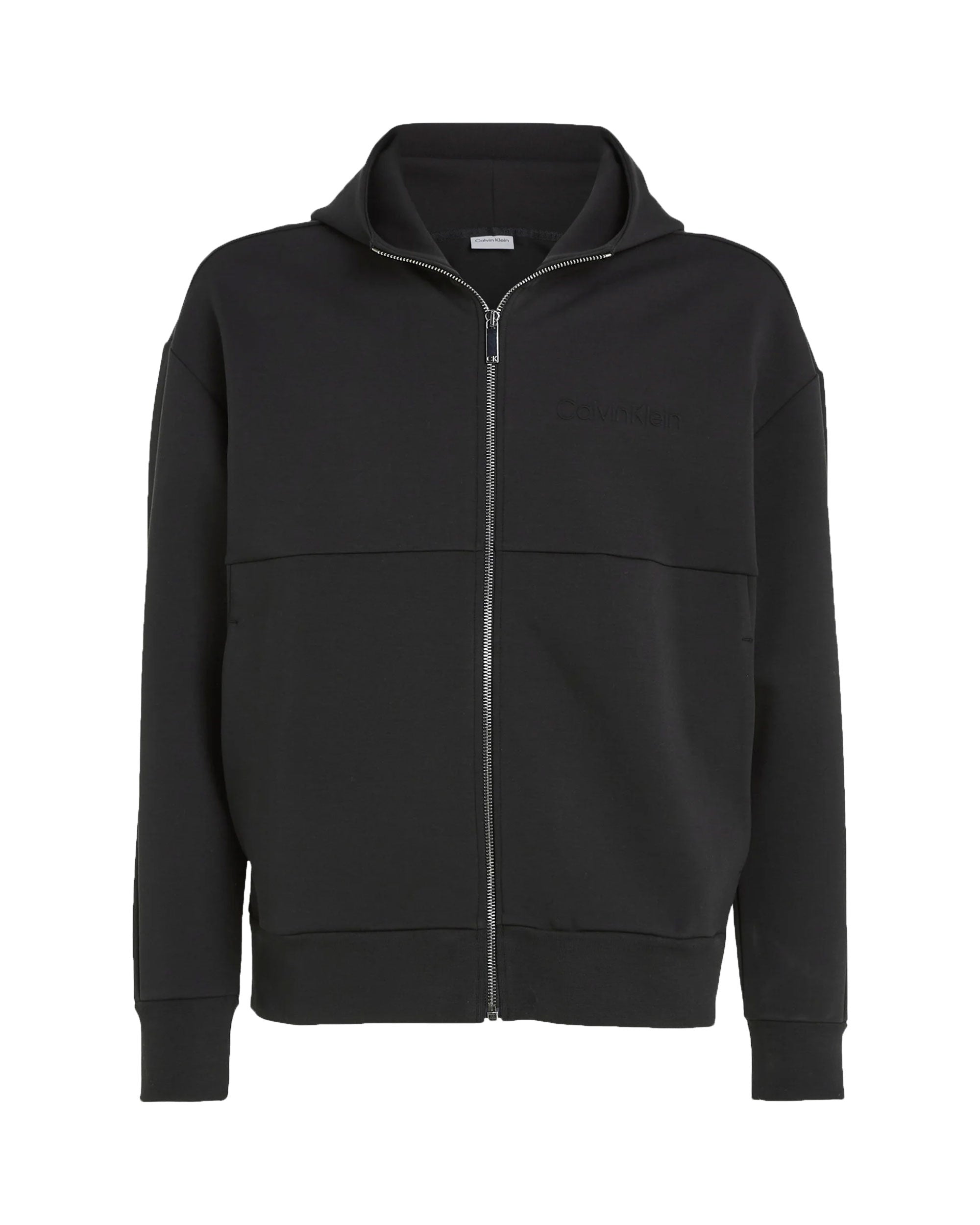 Felpa Uomo Calvin Klein Embossed Logo Zip Nero