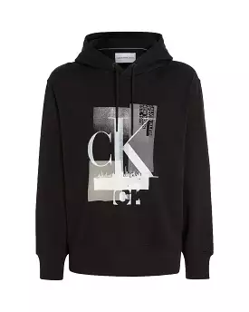 Felpa Uomo Calvin Klein Hyper Real Photoprint Hoodie Nero