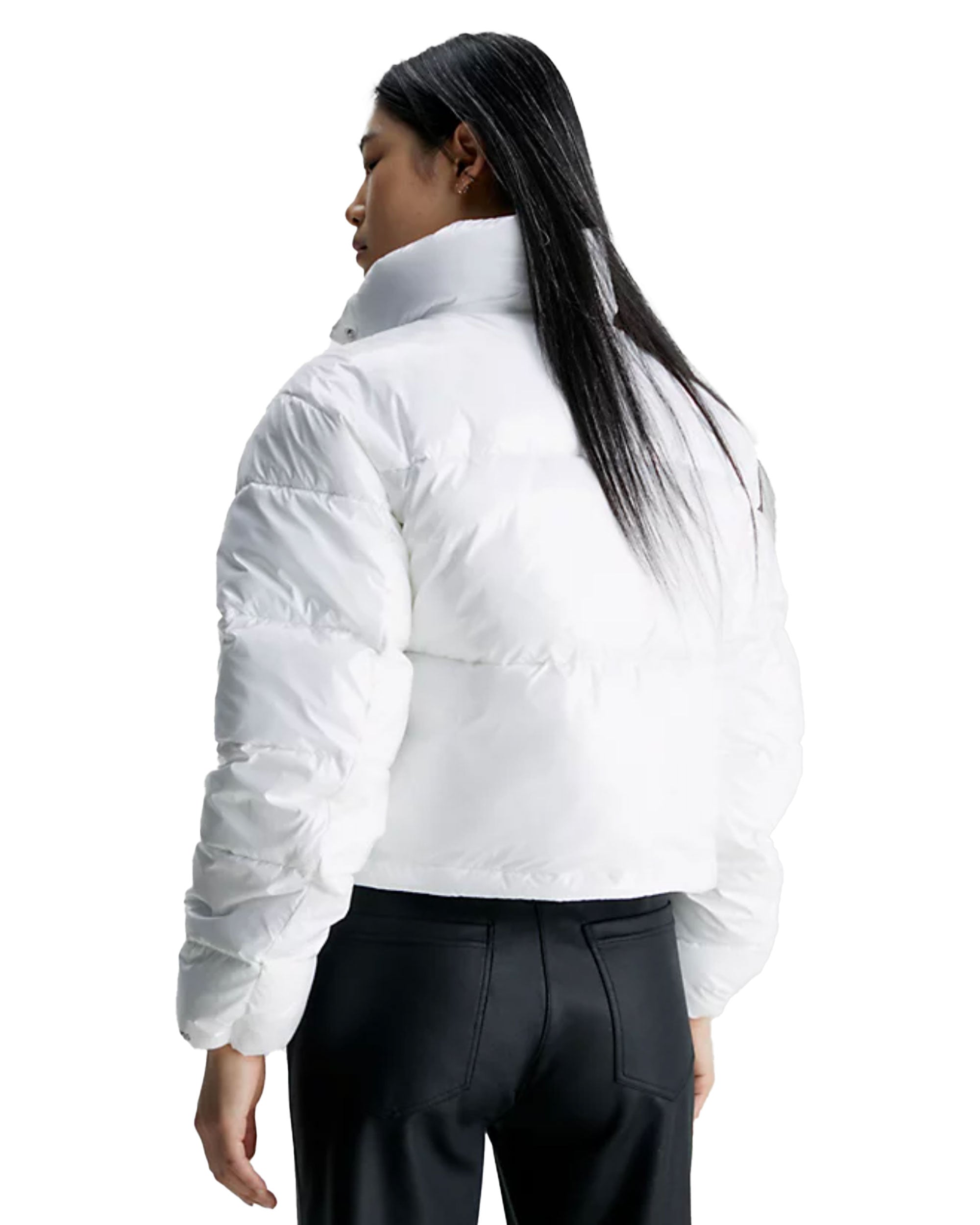 Giacca Donna Calvin Klein Cropped Shiny Puffer Bianco