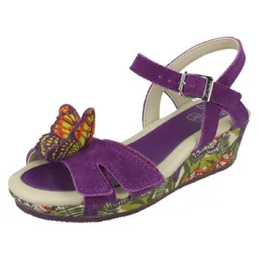 Girls Clarks Butterfly Print Wedge Sandals Harpy Fly