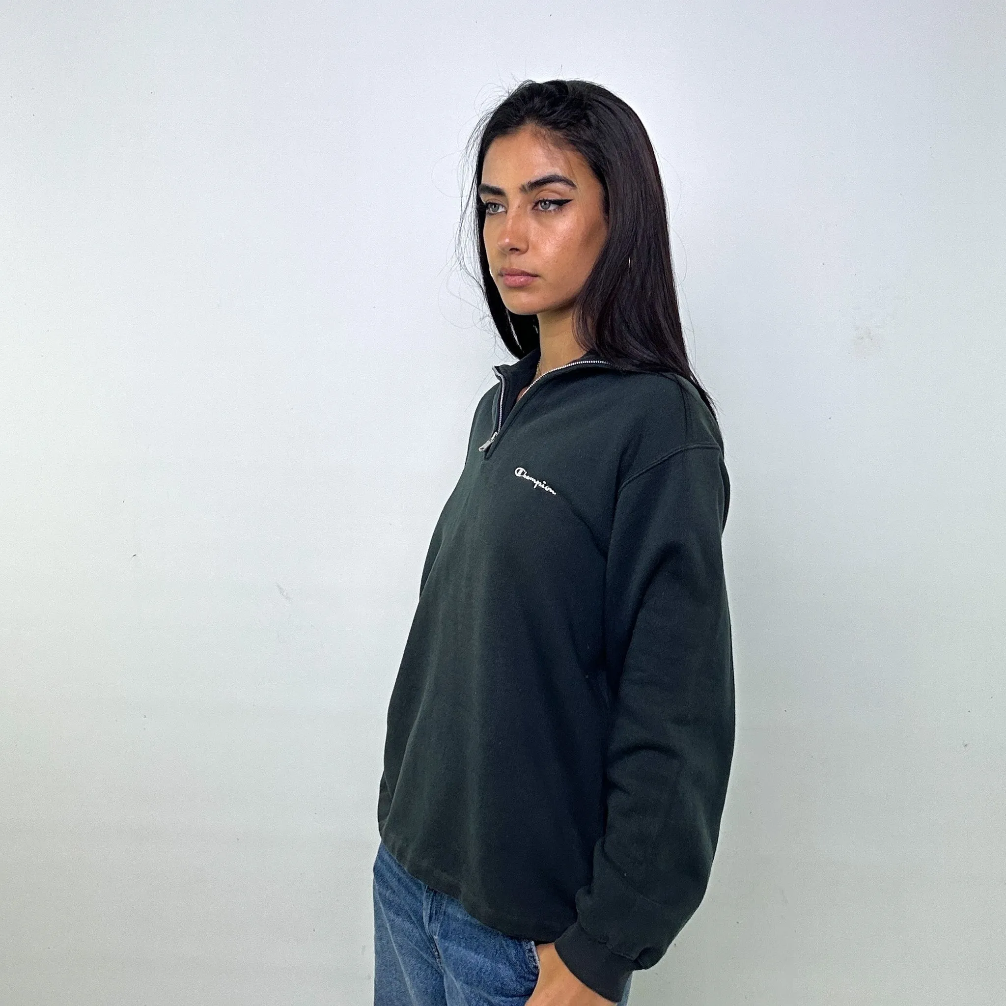 Green 90s Champion 1/4 Zip Sweatshirt (L)