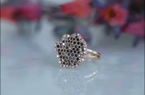 Honeycomb Black Diamond Ring