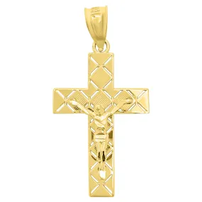 Jesus Crucifix Block DC 10K Yellow Gold Pendant