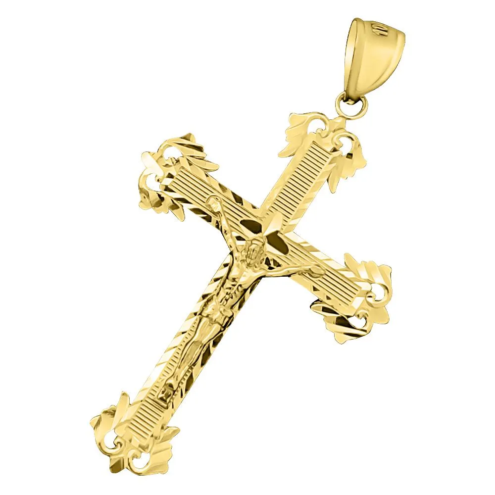 Jesus Crucifix Heart Cross DC 10K Yellow Gold Pendant