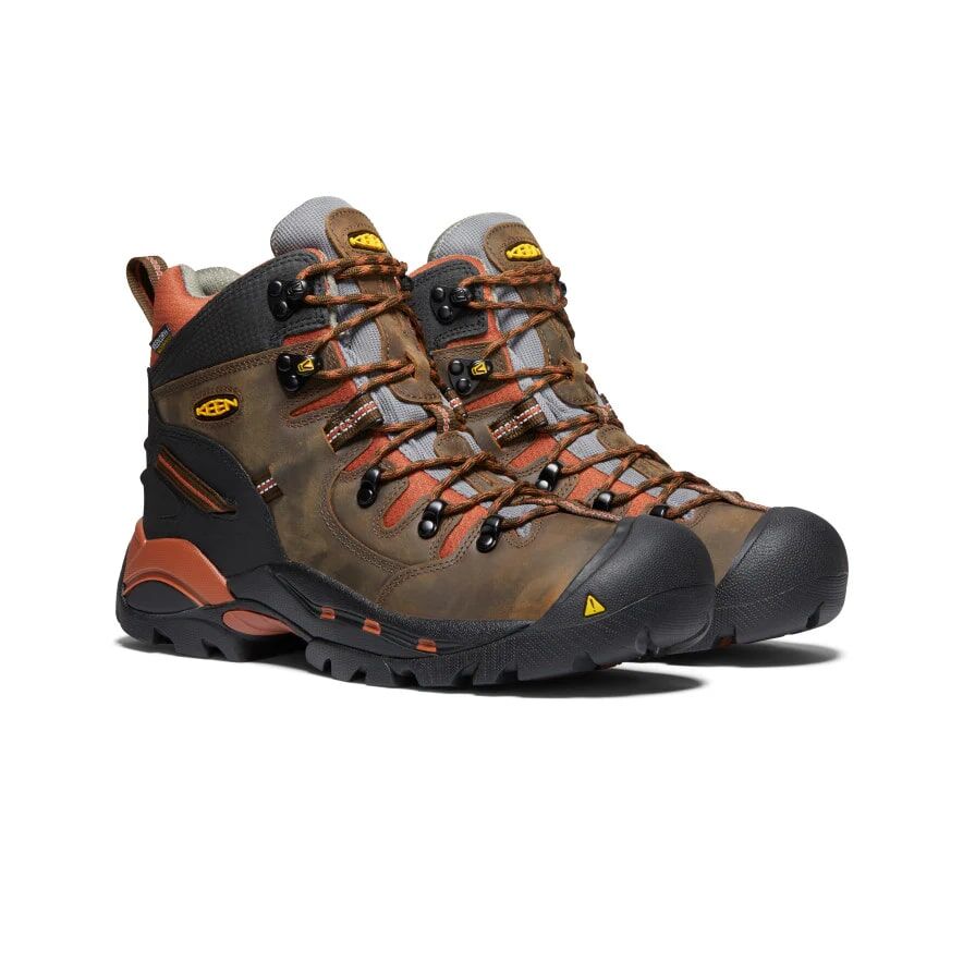 Keen Men's Pittsburgh 6-In Waterproof Soft Toe Boot in Cascade Brown