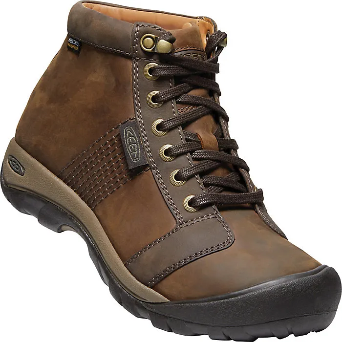 Keen Mens Austin Mid Waterproof Boot- Chocolate Brown Leather