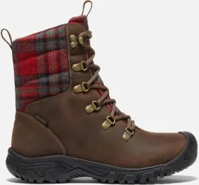 Keen Women's Waterproof Greta Boot Size 10.5 In Dark Brown Red Plaid