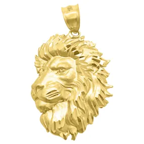 Lion Head Profile Large DC 10K Yellow Gold Pendant