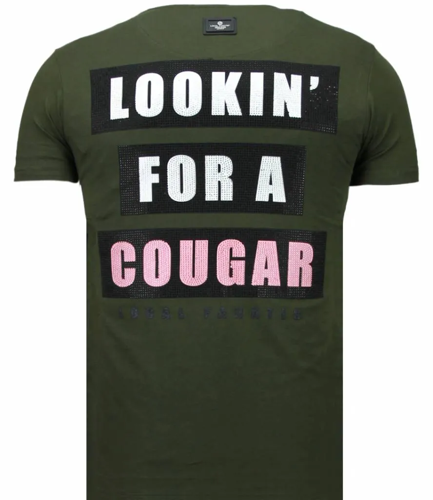 Local Fanatic Panther For A Cougar - Rhinestone T-shirt - Green