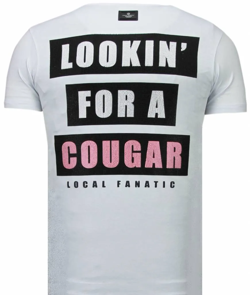 Local Fanatic Panther For A Cougar - Rhinestone T-shirt - White