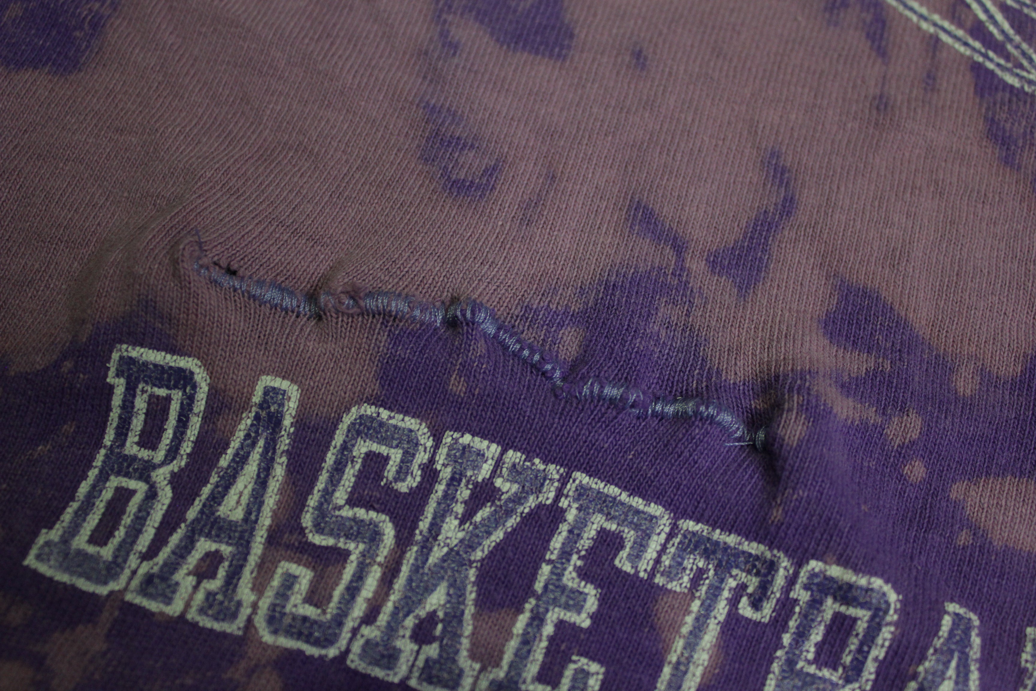 Los Angeles LA Lakers Champion Net 80's Vintage Distressed Tie Dye Bleached T-Shirt