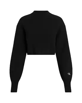 Maglione Donna Calvin Klein Short Lambswool Sweater Nero