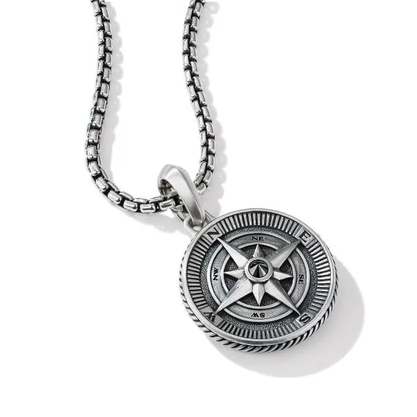 Maritime Compass Amulet with Center Black Diamond