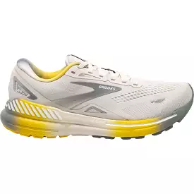 Men's Brooks Adrenaline GTS 23, White Sand/Grey/Cyber Yellow, 12 D Medium