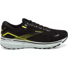 Men's Brooks Ghost 15, Black/Ballad Blue/Sulphur, 8 D Medium