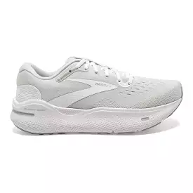 Men's Brooks Ghost Max, White/Oyster/Metallic Silver, 7 2E Wide