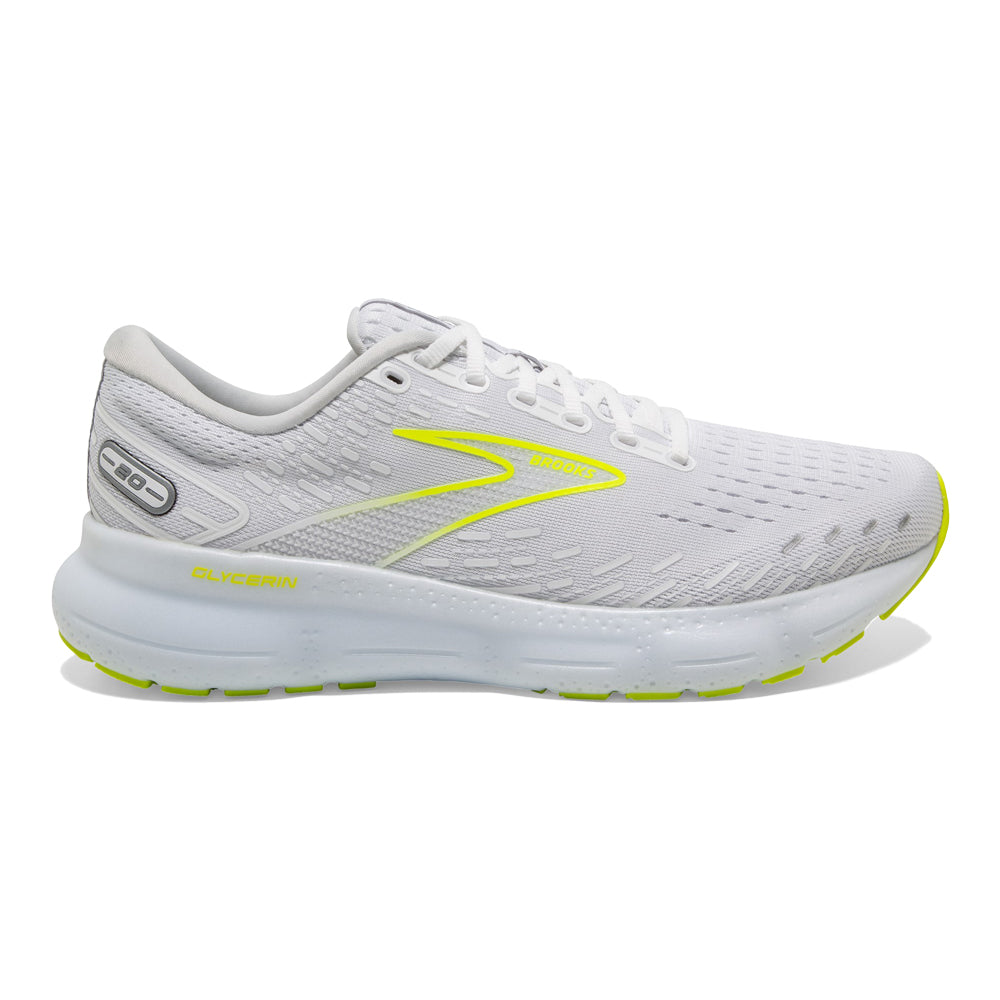 Men's Brooks Glycerin 20, White/Nightlife, 14 D Medium