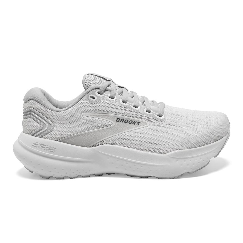 Men's Brooks Glycerin 21, White/White/Grey, 9.5 D Medium