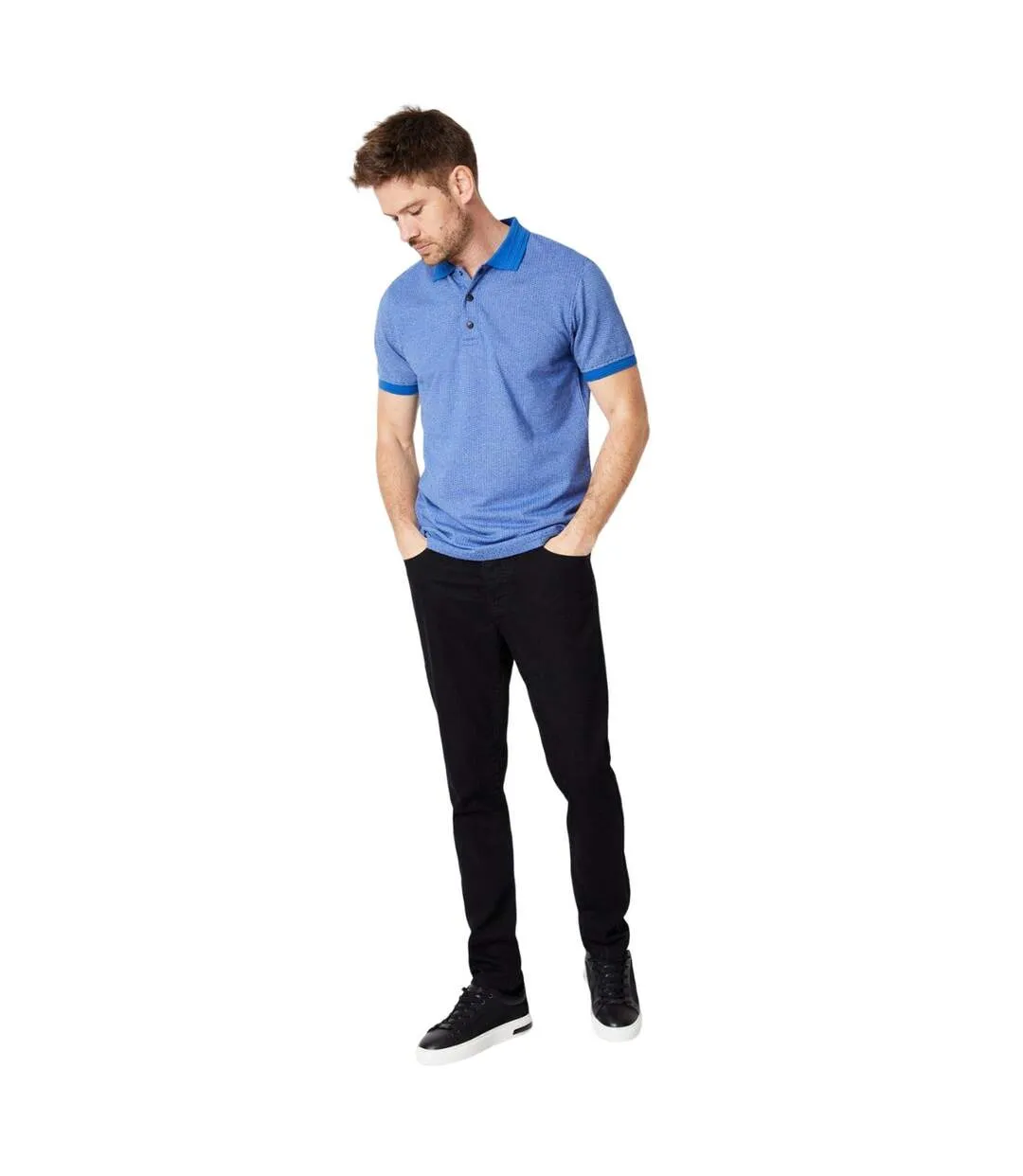 Mens dash jacquard polo shirt blue Burton