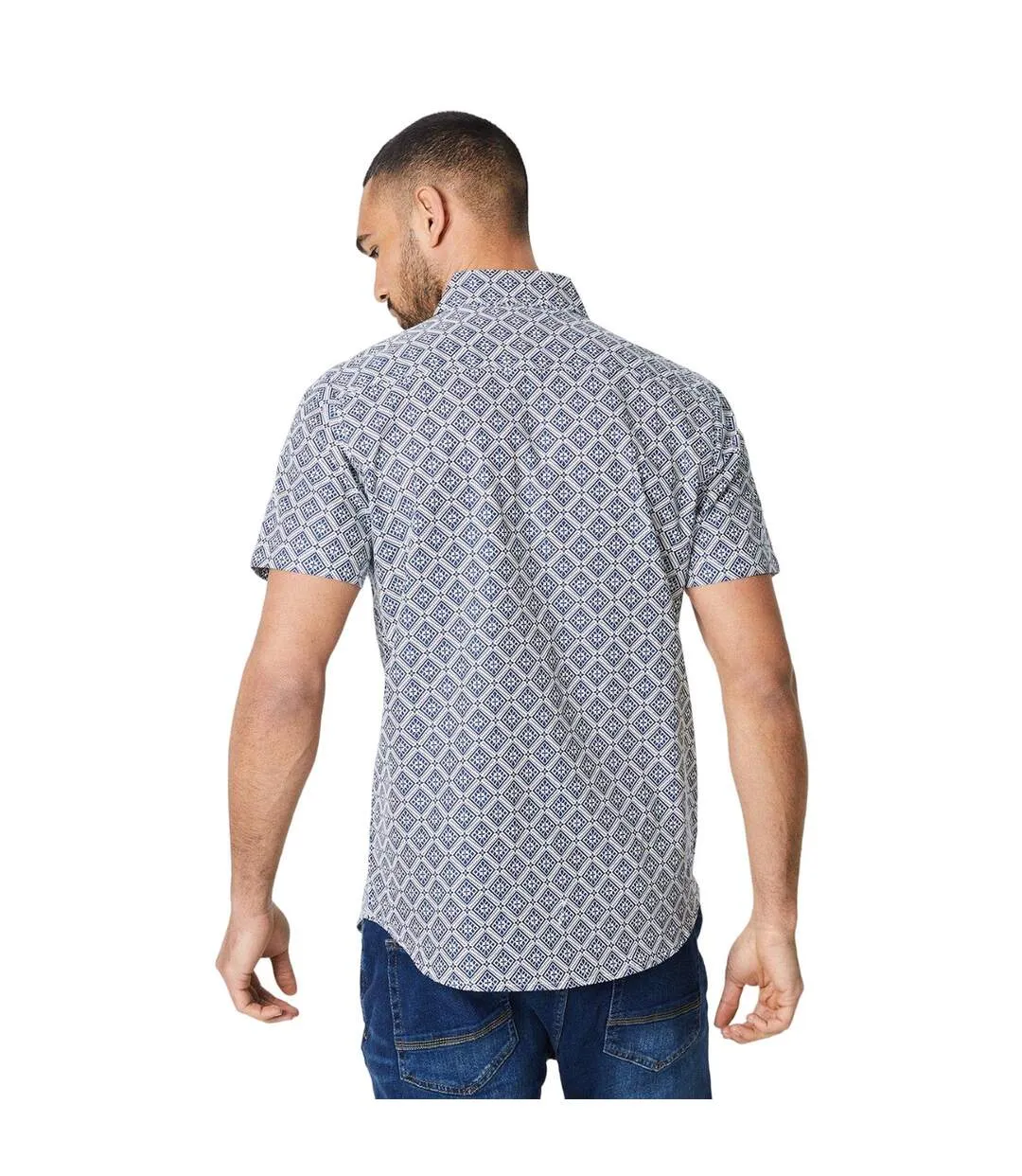 Mens diamond tile print short-sleeved shirt blue Burton