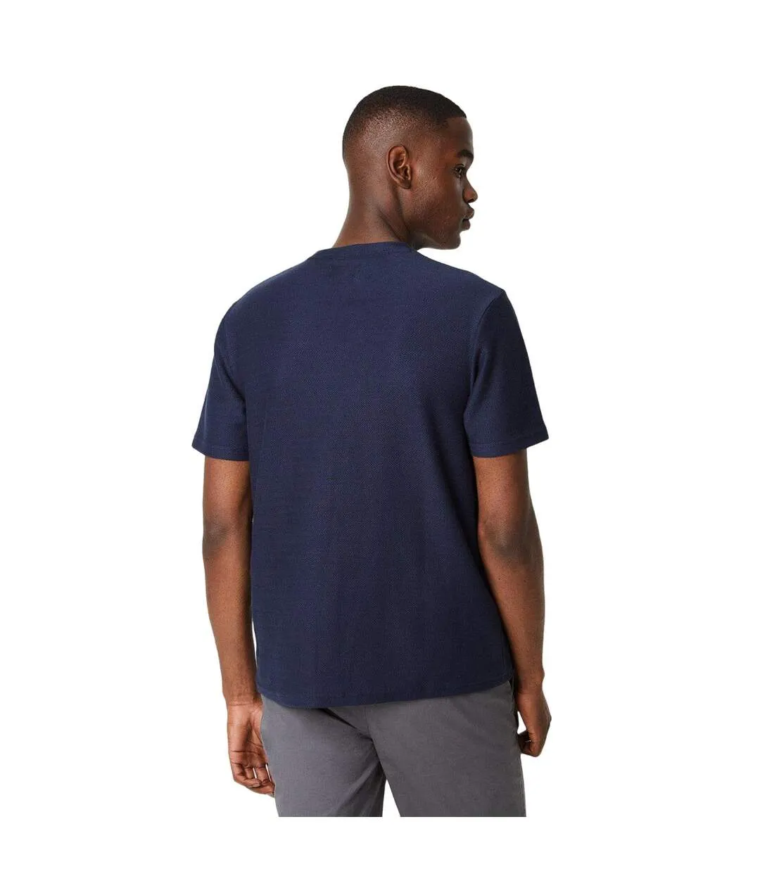 Mens herringbone textured t-shirt navy Burton