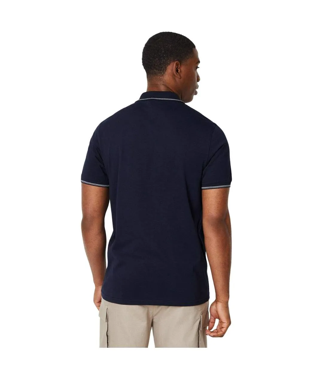 Mens mini stripe zip neck polo shirt navy Burton