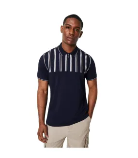 Mens mini stripe zip neck polo shirt navy Burton