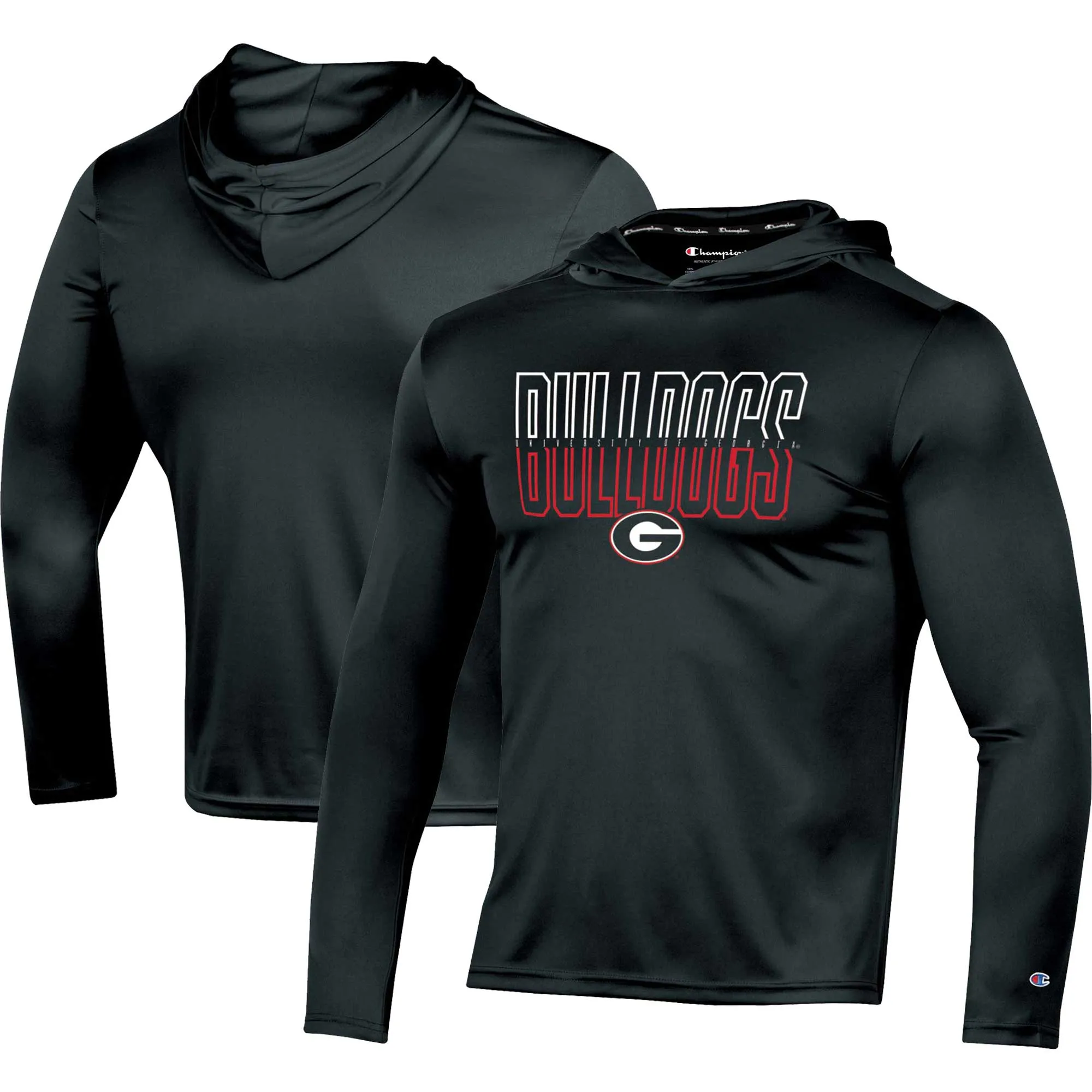 Men's Champion Black Georgia Bulldogs Impact Long Sleeve Hooded T-Shirt