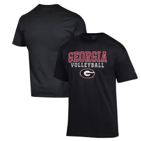 Men's Champion Black Georgia Bulldogs Stack Logo Volleyball Powerblend T-Shirt