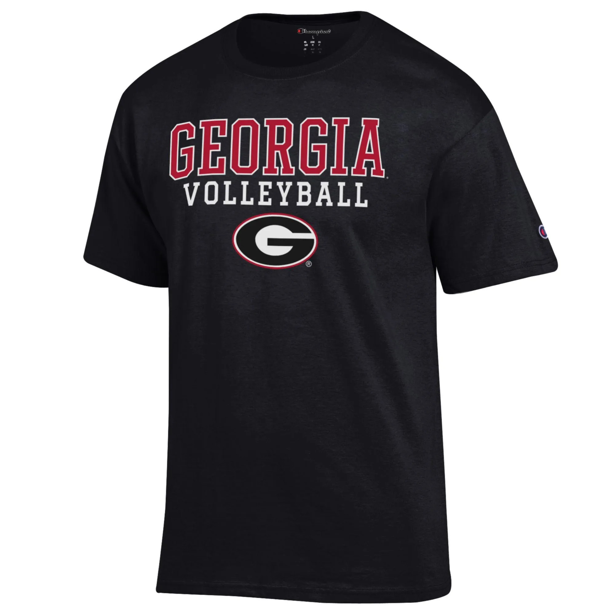 Men's Champion Black Georgia Bulldogs Stack Logo Volleyball Powerblend T-Shirt