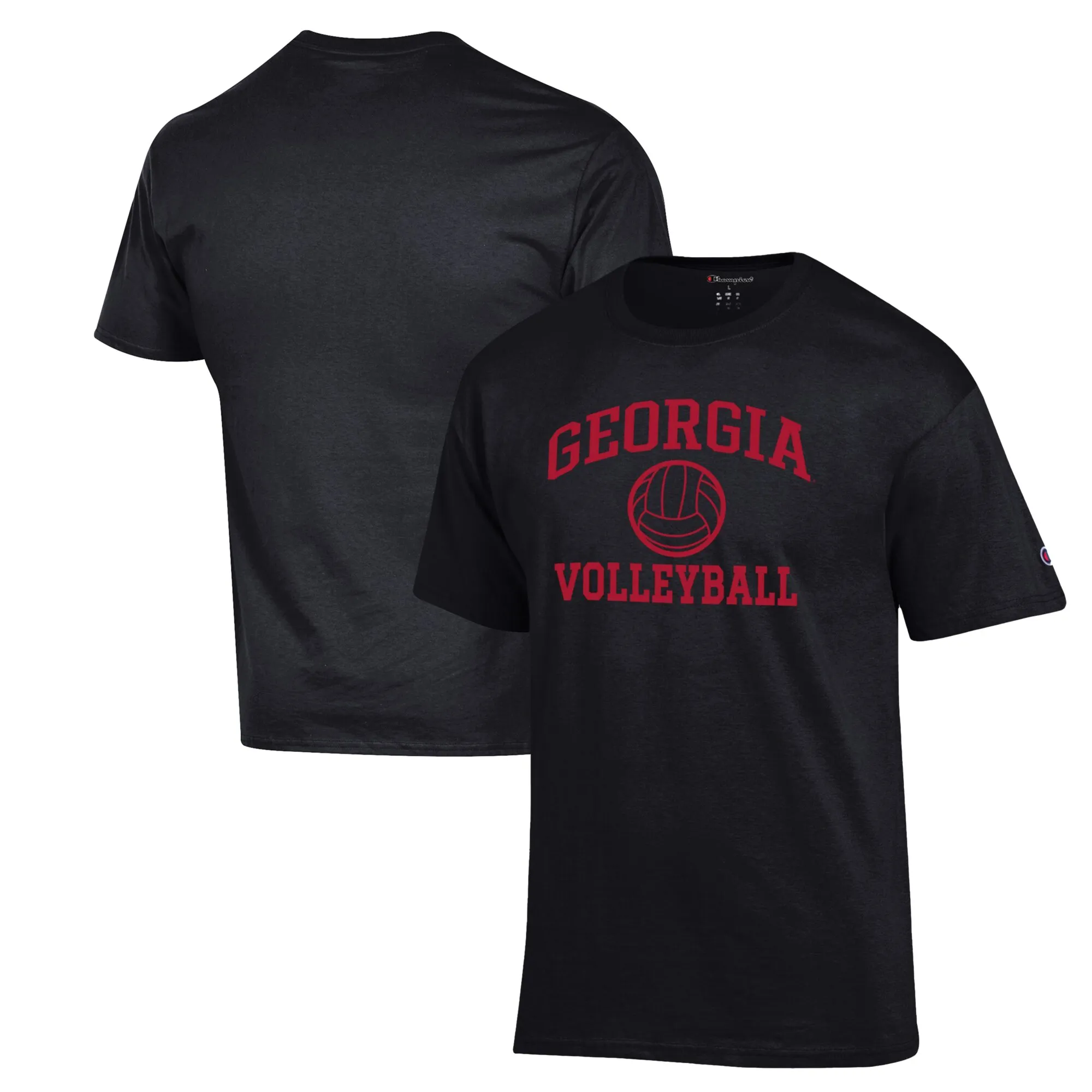 Men's Champion Black Georgia Bulldogs Volleyball Icon Powerblend T-Shirt