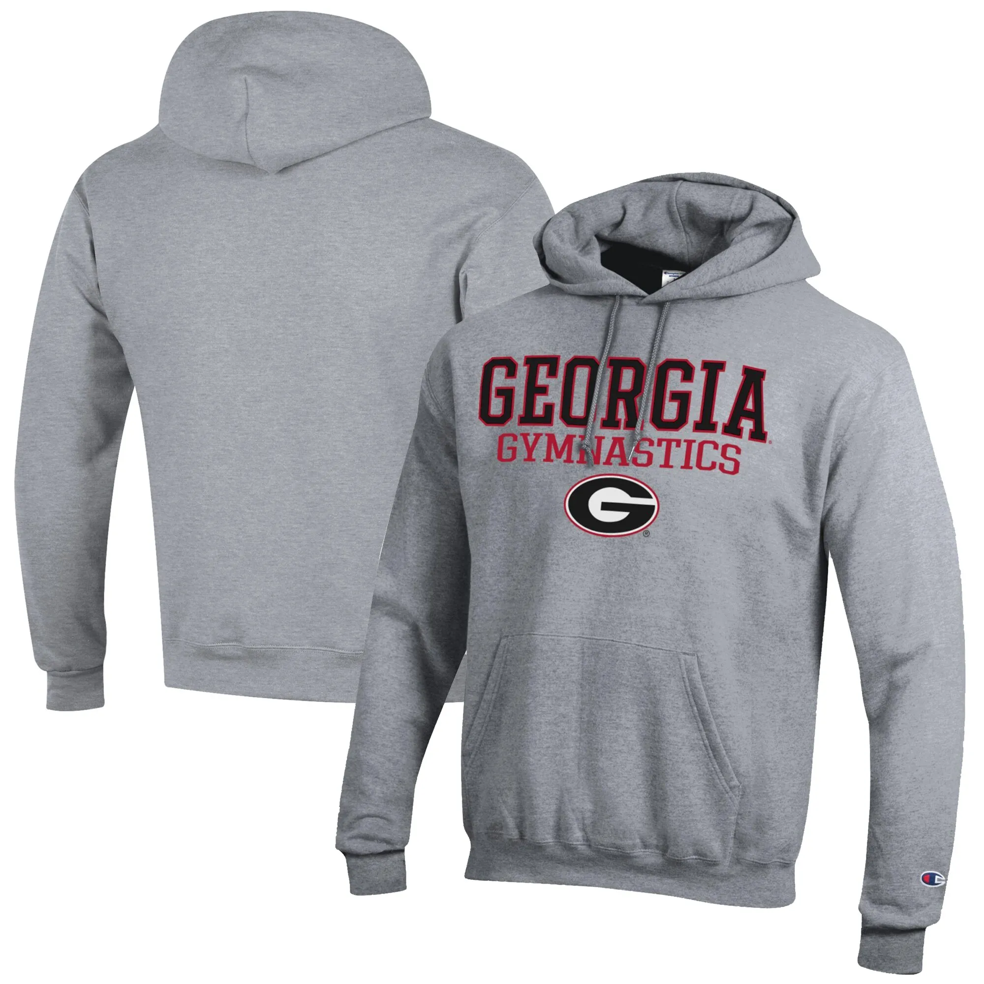 Men's Champion  Gray Georgia Bulldogs Gymnastics Stack Powerblend Pullover Hoodie