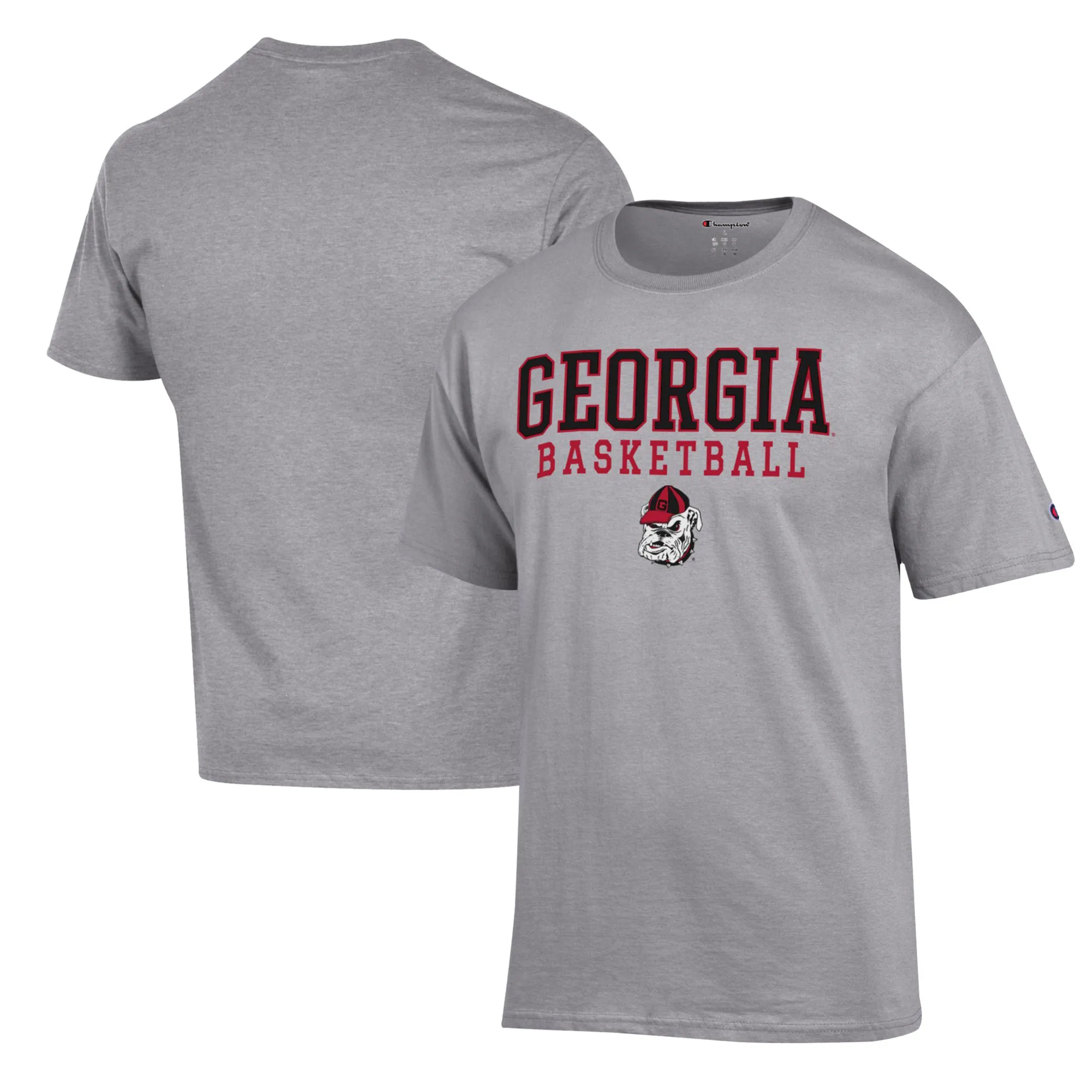 Men's Champion Heather Gray Georgia Bulldogs Basketball Stack T-Shirt