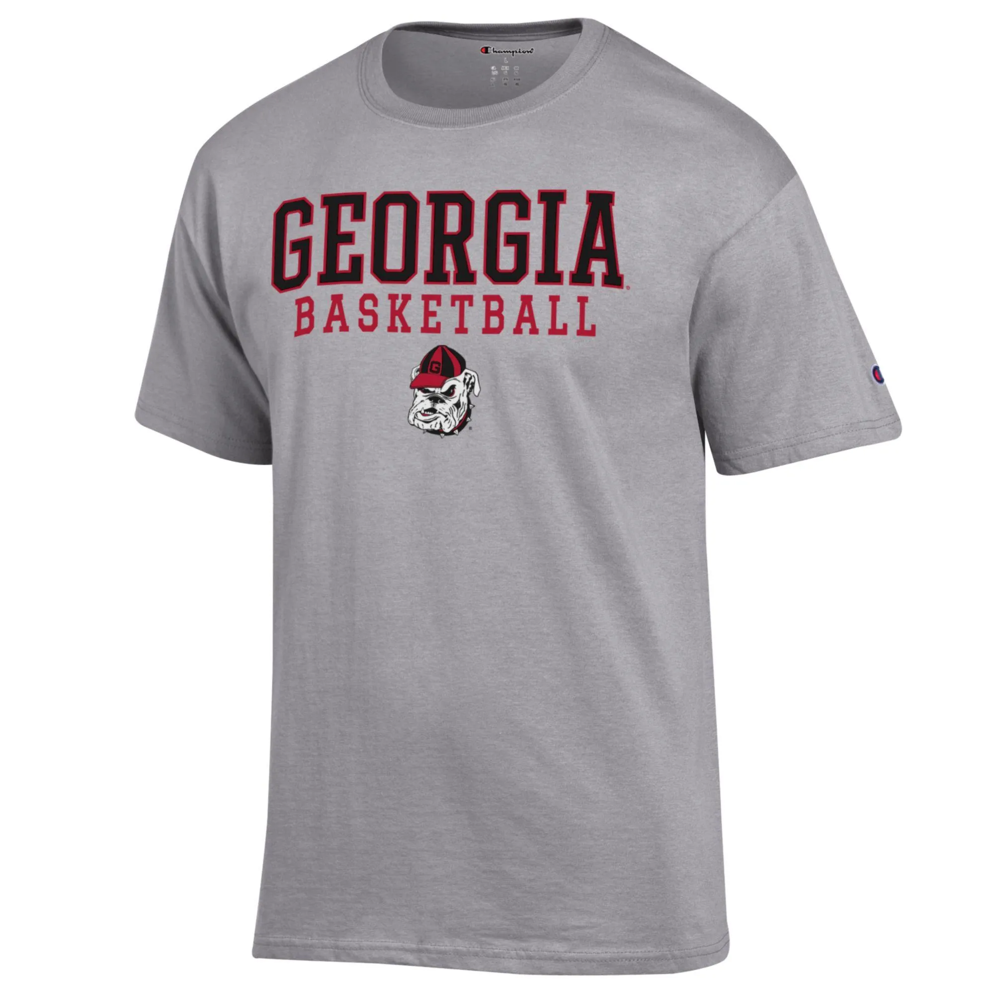 Men's Champion Heather Gray Georgia Bulldogs Basketball Stack T-Shirt