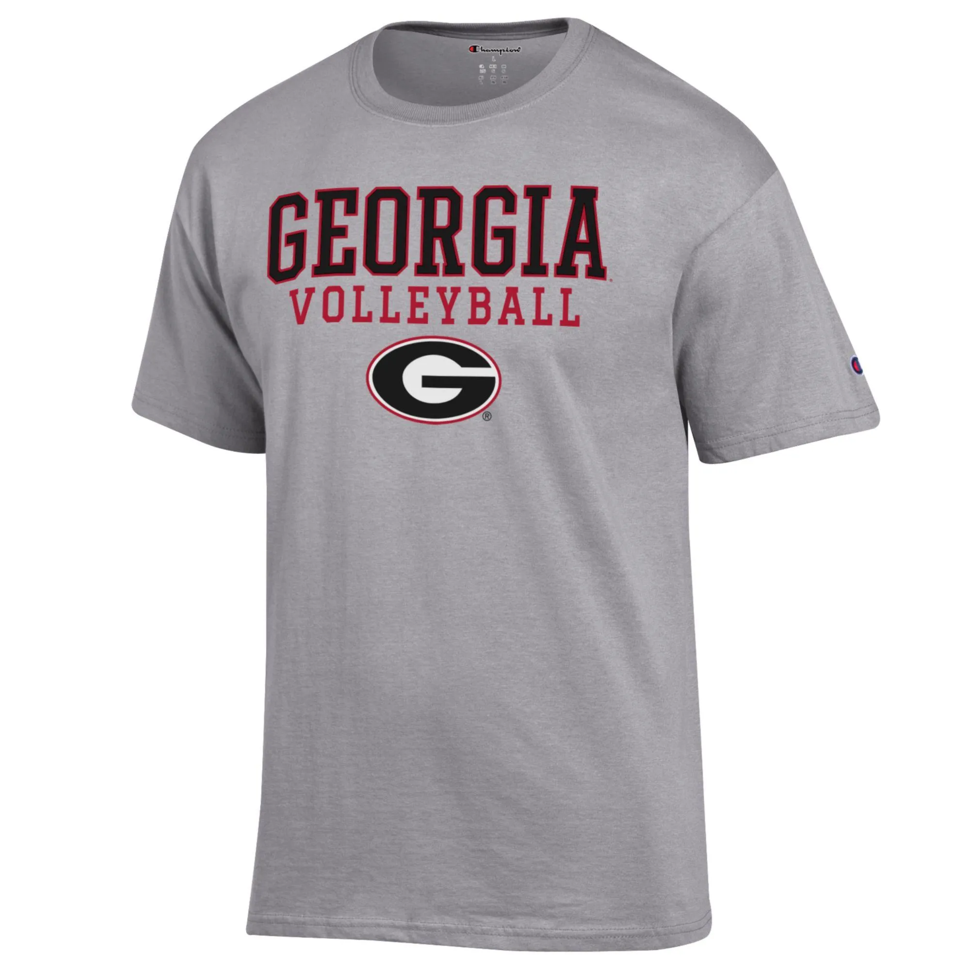 Men's Champion Heather Gray Georgia Bulldogs Stack Logo Volleyball Powerblend T-Shirt