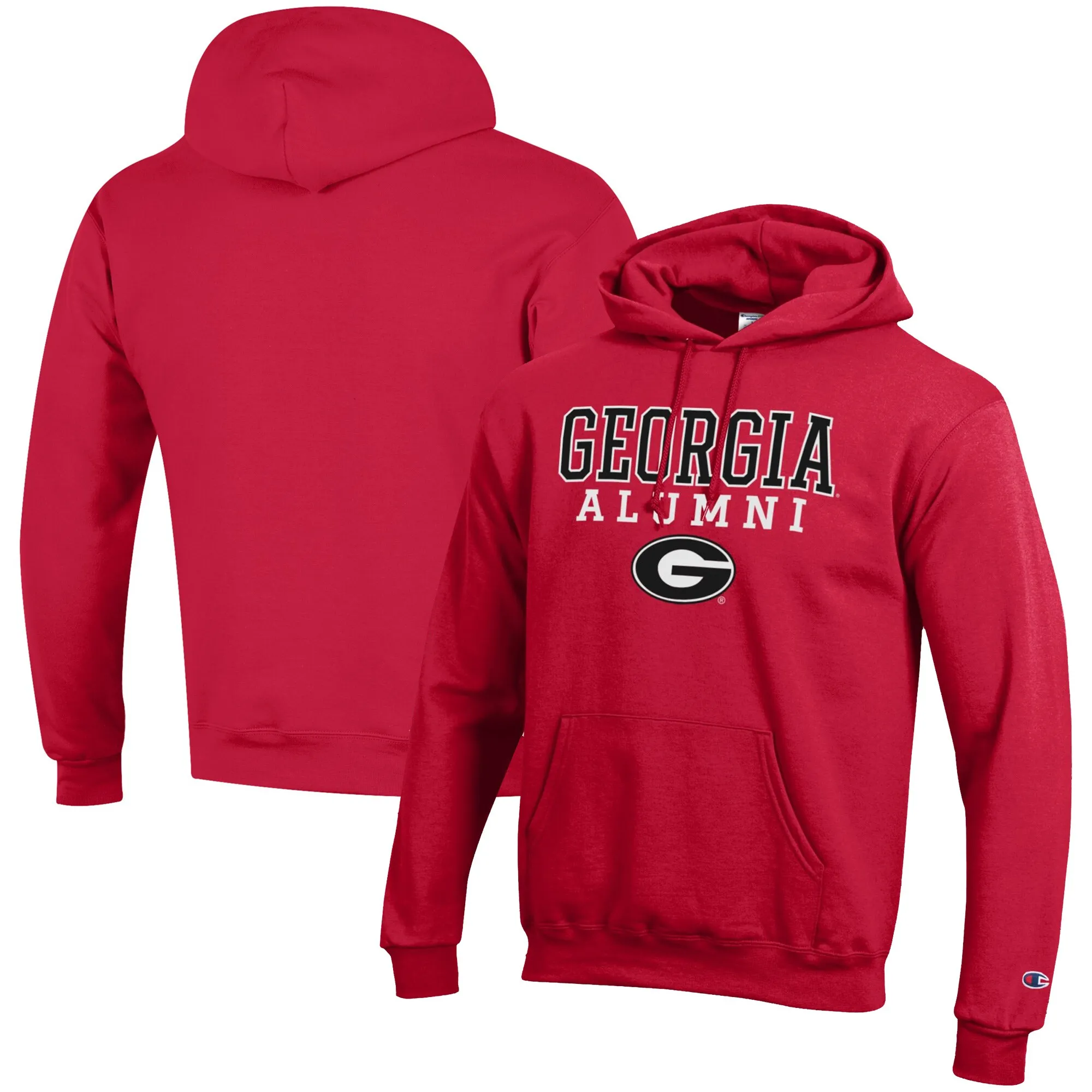 Men's Champion  Red Georgia Bulldogs Alumni Logo Stack Pullover Hoodie