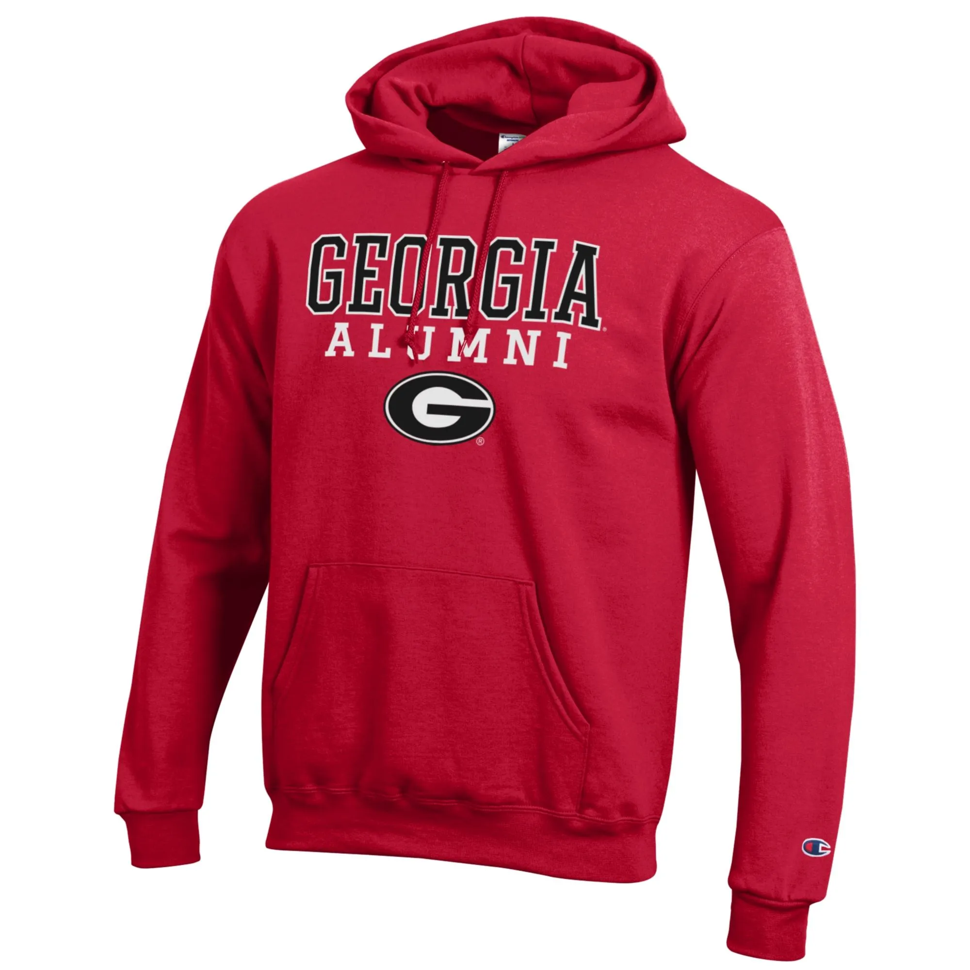 Men's Champion  Red Georgia Bulldogs Alumni Logo Stack Pullover Hoodie