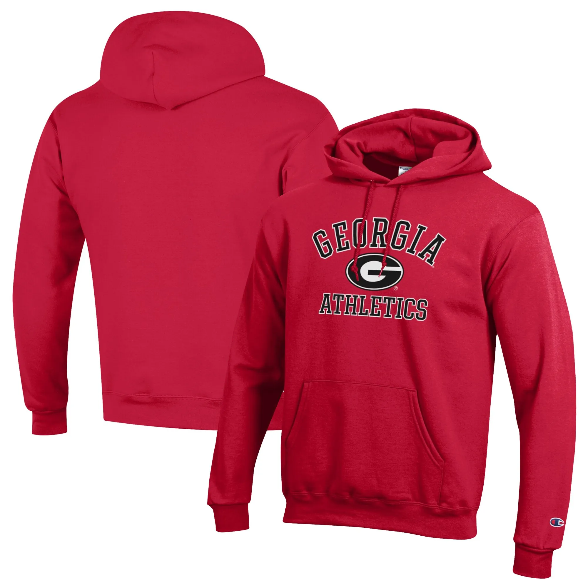 Men's Champion  Red Georgia Bulldogs Athletics Logo Pullover Hoodie