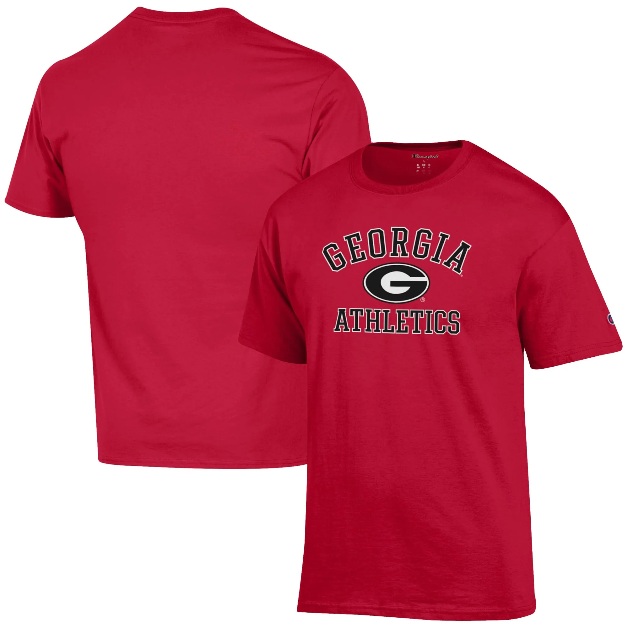 Men's Champion  Red Georgia Bulldogs Athletics Logo T-Shirt