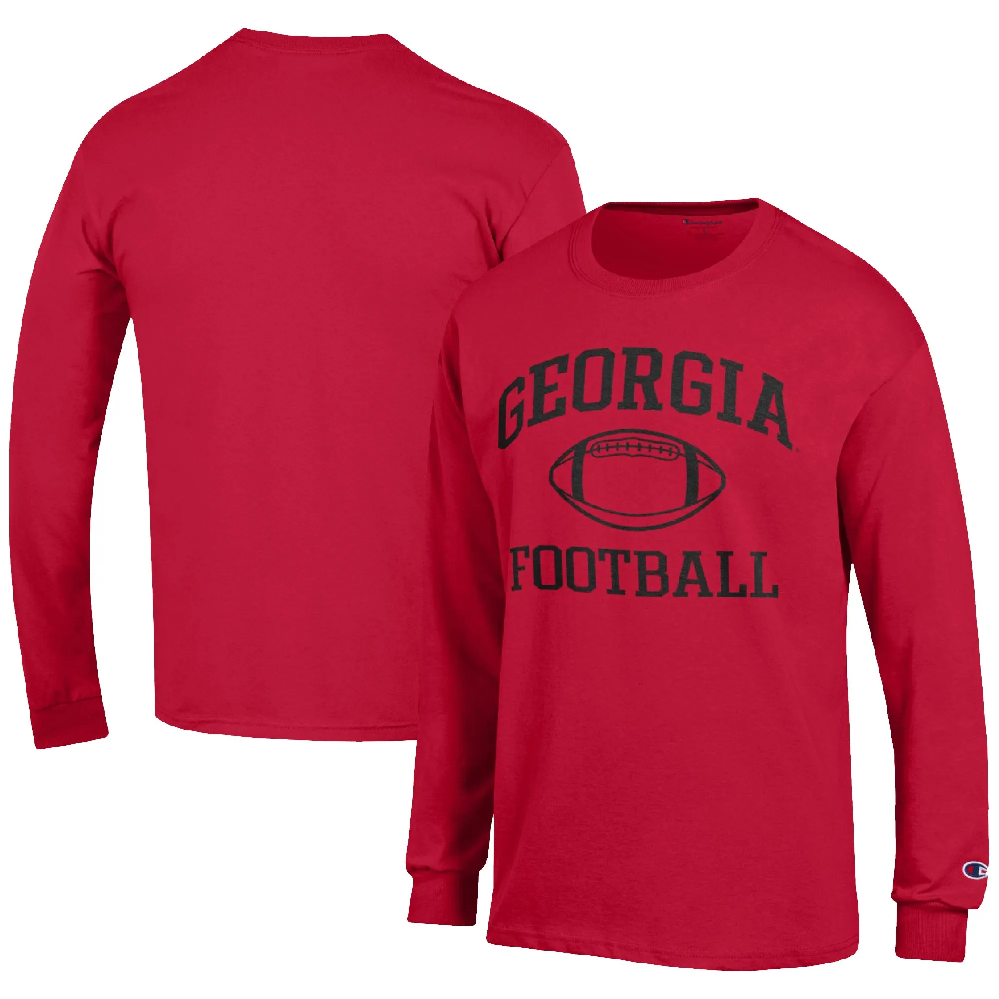 Men's Champion Red Georgia Bulldogs Football Icon Long Sleeve T-Shirt