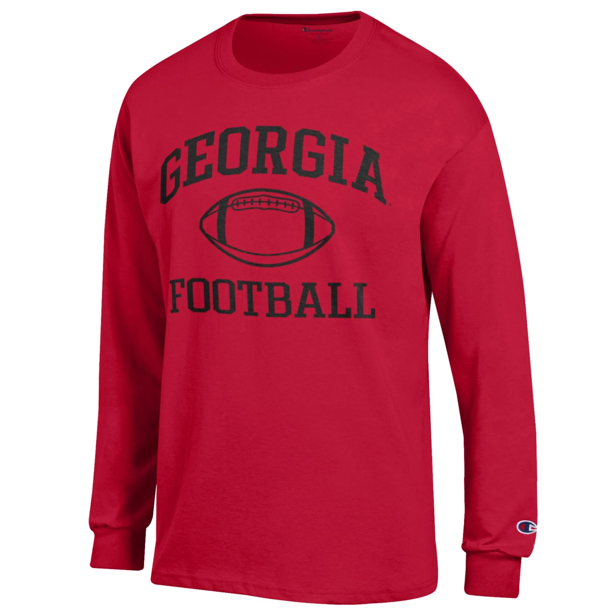 Men's Champion Red Georgia Bulldogs Football Icon Long Sleeve T-Shirt