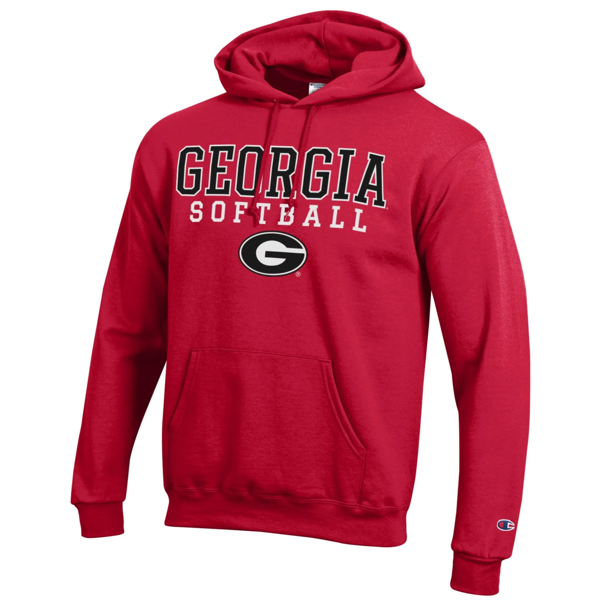 Men's Champion Red Georgia Bulldogs Softball Stack Pullover Hoodie