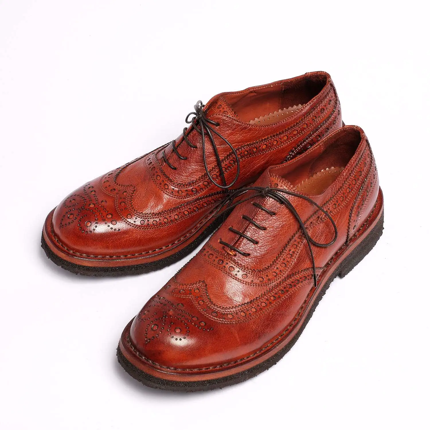 Paco Laced Shoes Natural Buffalo leather rust