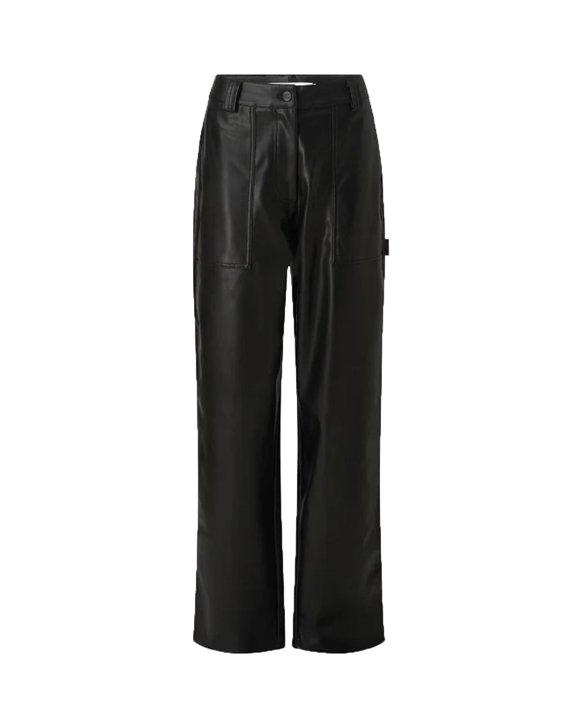 Pantalone Donna Clavin Klein Faux Leather High Rise Straight Nero