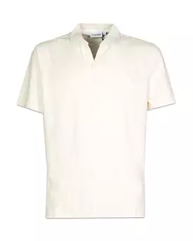 Polo Uomo Calvin Klein Cotton Linen Open Collar Egret