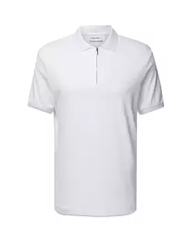 Polo Uomo Calvin Klein Smooth Cotton Welt Zip Bianco